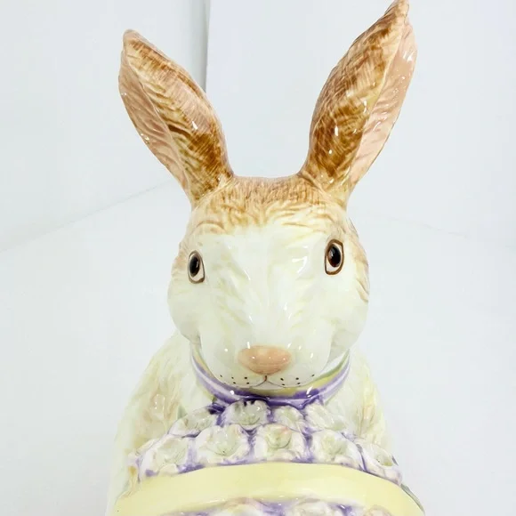 Longaburger Bunny Rabbit Lidded Spring Easter Collectible Ceramic Pitcher - Picture 7 of 16